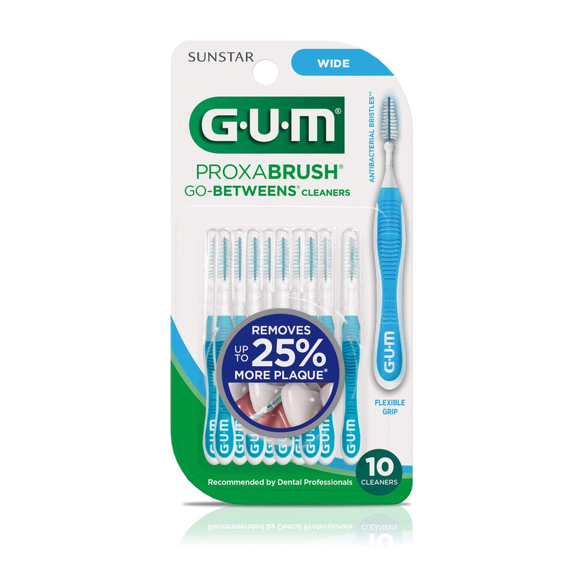 GUM Proxabrush Go-Betweens - Wide - Interdental Brushes - Soft Bristled Dental Picks for Plaque Removal Health - Safe for Braces & Dental Devices,10 Count (Pack of 8) 10 Count (Pack of 8)