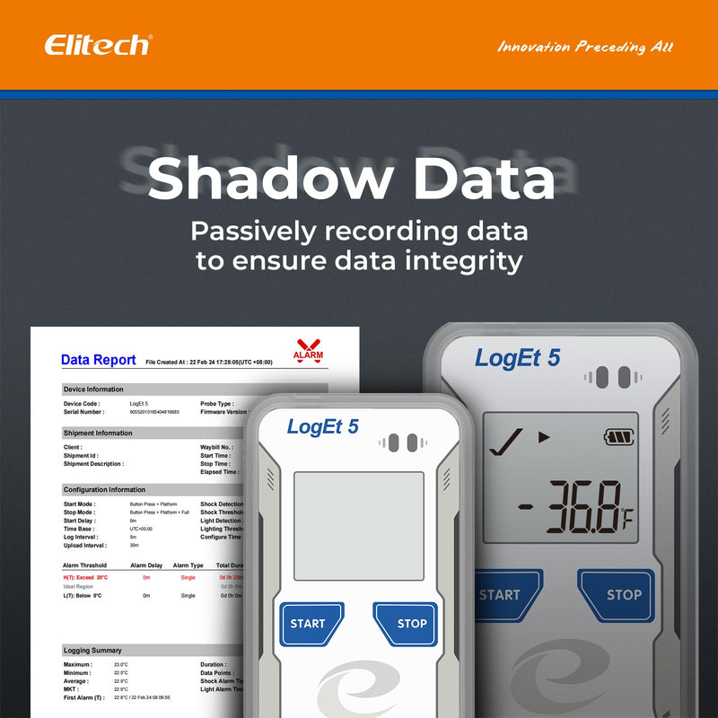 [Australia - AusPower] - Elitech LogEt5TH USB Temperature and Humidity Data Logger, -30°C to 70°C, 32000 Memory Points, Auto PDF/CSV Reports, Compatible with Windows & MacOS, Reusable for Food Cold Chain Temperature -30 ~ 70 °C and humidity 