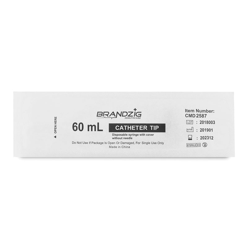 [Australia - AusPower] - 60ml Catheter Tip Syringe with Cover 5 Pieces by Brandzig – Sterile Disposable Medical Grade Syringe For Precise Medication Dispensing 