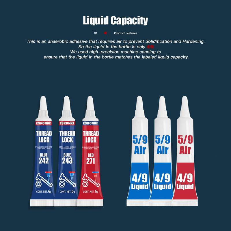 [Australia - AusPower] - 3 Pack Thread Locker Blue 242 243 and Red Threadlocker 271, Nuts & Bolts Locker Lock Tight & Seal Fasteners Thread Locking Compound Anaerobic Curing Metal Glue(242/243/271) 242/243/271 