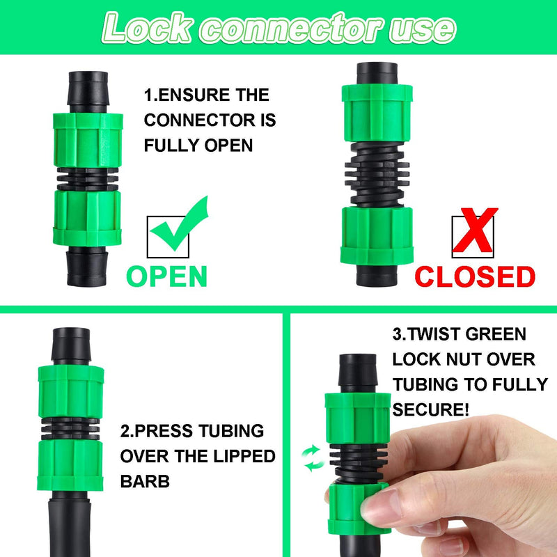 [Australia - AusPower] - 12 Pieces Drip Irrigation Coupling, 5/8 Inch Universal Connector Drip Tubing Fittings, Compatible with Most 16-17 mm Drip Tape AG Tubing Drip or Sprinkler Systems (green) Green 