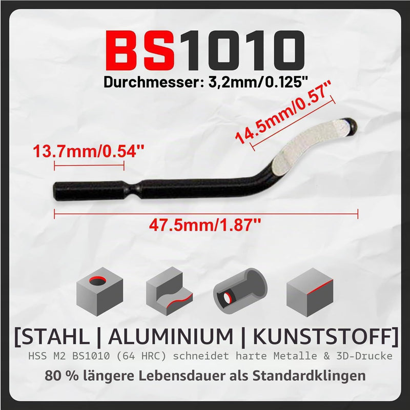 AFA Tooling - Deburring Tool with 10 Extra High Speed Steel Blades - Deburring Metal, Plastic, Resin, PVC Pipes, Copper, and 3D Printed Edges - As a Copper Pipe Deburrer, for Plumbing and 3D Printing 11 Blades (BS1010)