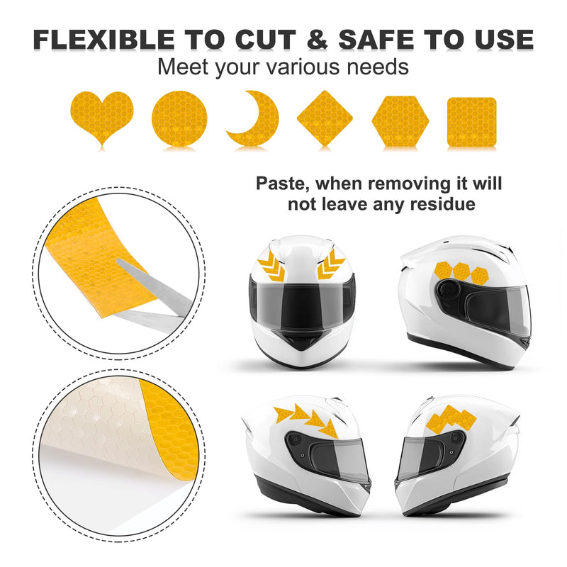 MECCANIXITY Reflective Tape, 0.4 Inch x 26 ft Self-Adhesive Trailer Reflector Tape Waterproof Warning Safety Sticker High Visibility Night Reflectors, Yellow