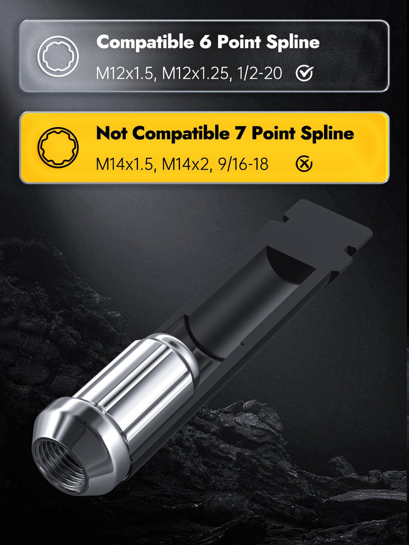 [Australia - AusPower] - MIKKUPPA 6 Point Spline Lug Nuts Tuner Socket Key Tool - with 17mm Hex for 1/2-20 12x1.5 12x1.25 Black Lug Nut Socket 6 Spline - 1 Pack 