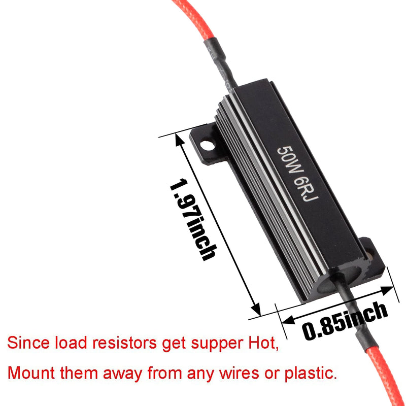 [Australia - AusPower] - iBrightstar 50W 6ohm Load Resistors - Fix Blink Error Code - 4PCS (Black), Black-4 PCS 
