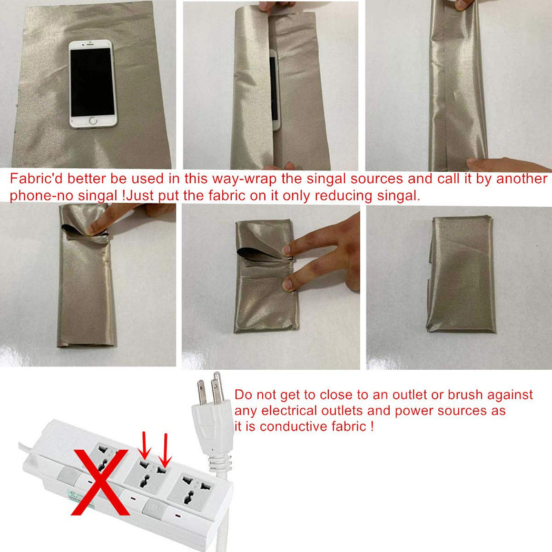 Amradield Block EMF RFID EMI RF Shielding Conductive Copper Nickel Fabric for Smart Meter RF Blocking Plaid Ripstop Type 78"x43" inch with 2x20 inch Conductive Tape Width 43"inch / Length 78"inch 20"inch tape