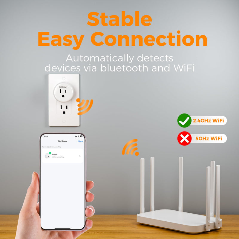 Smart Plug, TESSAN WiFi Timer Outlet Compatible with Alexa and Google Assistant, Smart Outlet with Timer & APP Remote Control, No Hub Required, 2.4G WiFi, 4 Pack