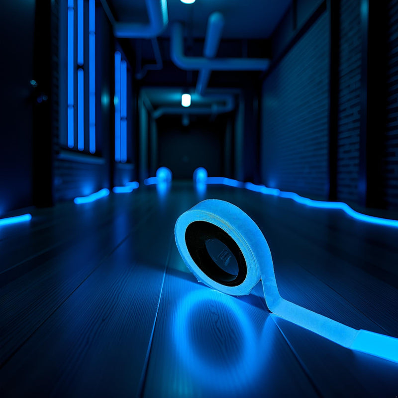 1Pcs Blue Glow in The Dark Tape,Fluorescent Spike Sticker for Stairs Walls Steps Safetys Exits Sign Warning Tape Self-Adhesive Luminous Tapes Safety Warning Safety Signs and Signals(9.8 FT)