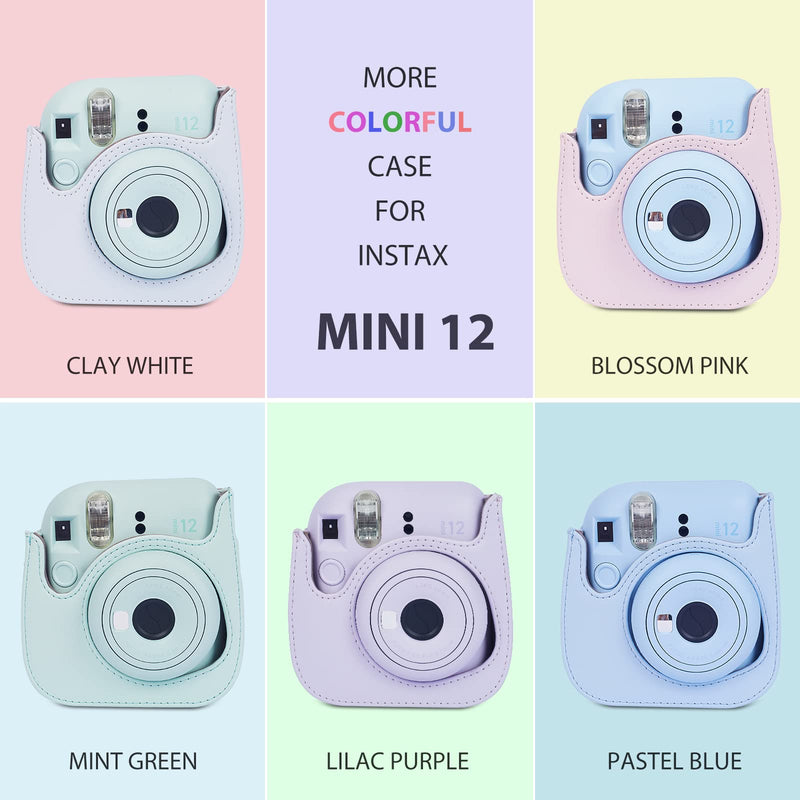 [Australia - AusPower] - Phetium Instant mini 12 Camera Protective Case Compatible with Instax Mini 12 11,PU Leather Bag with Pocket and Adjustable Shoulder Strap(Lilac Purple) Lilac Purple 
