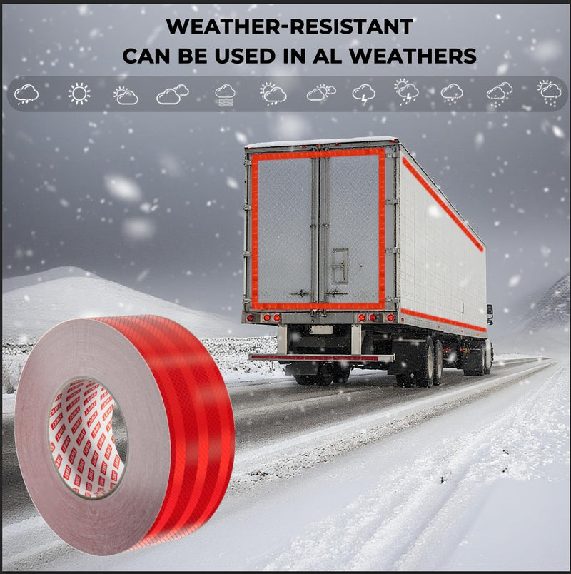 SWRT 2 Inch X 30 FT Reflective Tape Outdoor Waterproof DOT-C2 Fade Resistant Red Reflective Tape Strong Adhesive Safety Warning Tape Reflector Conspicuity Tape for Trailer Trucks Bikes 2IN x 30FT