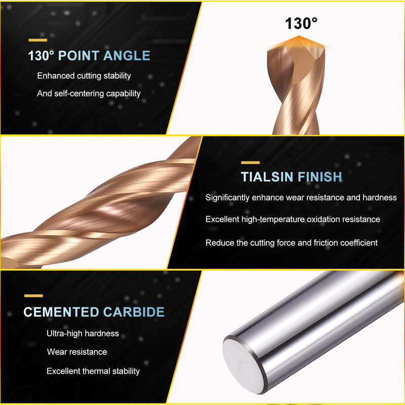 PATIKIL 12mm Drill Bit, Carbide Twist Jobber Bits Straight Shank 130° for Drilling Hard Metal Alloy Steel Stainless Steel Titanium Alloys - 1 Pack 12.0mm
