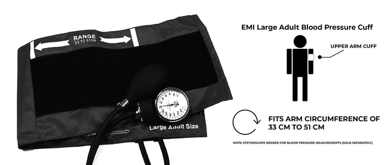 [Australia - AusPower] - EMI Aneroid Sphygmomanometer Manual Blood Pressure Large Adult Cuff (Large Adult - Black) Large Adult - Black 
