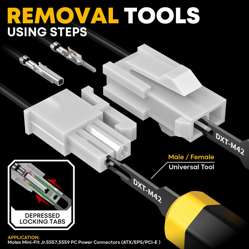 Crimp Tool Mini-Fit Jr Kit,with 22 Types 2-20 Pin Molex 4.2mm Connector,Wire Gauge 18-26 AWG w/Remove Tool,Crimping Tool (30-16 AWG) Compatible JST, KF2510, AMP, Dupont,RC Servos,Futaba 4.2mm Mini-Fit Jr.