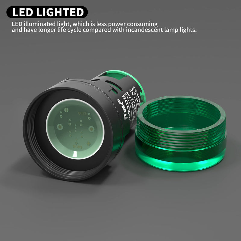 [Australia - AusPower] - DaierTek 110V LED Indicator Light Green 120V Power Indicator Light Energy Saving Indicator Light 22MM (7/8") 120 Volt AC/DC Pilot Light -10Pcs 22mm-120v 