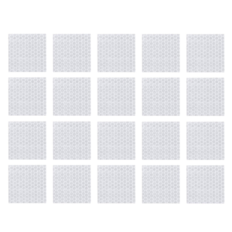 20 Pcs Reflective Stickers, 1.97"x1.97" Square Shape Safety Tape Reflector Universal for Cars Trucks Trailers Waterproof PET White