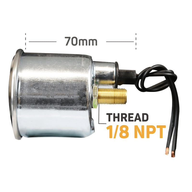 [Australia - AusPower] - RACETECH 200 PSI Mechanical Dual Air Suspension Pressure Gauge – 52mm (2-1/16"), Black Dial, Chrome Bezel, 1/8 NPT – for Air Ride Suspension Systems Dual 200 PSI 