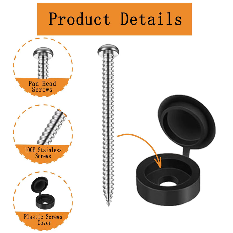 [Australia - AusPower] - 48 Set 3 Inch Shutter Screws and Caps, Shutter Screws with Caps for Windows Outside Shutter Caps for Shutter Railings Furniture (96pcs) 96pcs 