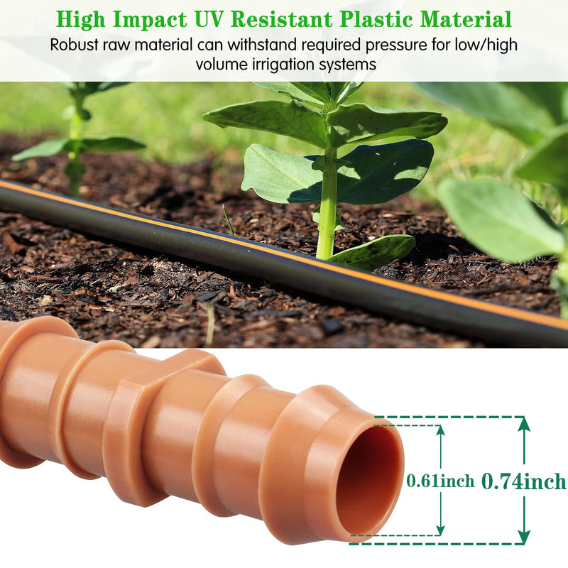 [Australia - AusPower] - Drip Irrigation Fittings Kit?20 Pieces Drip Irrigation Parts for 1/2 Inch Drip Irrigation Tubing with 0.600" ID Drip Line System Barbed Connectors Including 7 Couplings 7 Tees 6 Elbows 20 Pack Set 