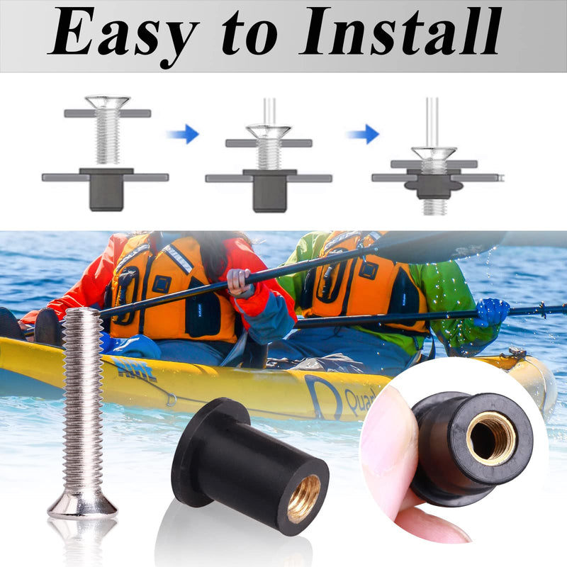 [Australia - AusPower] - 36 Pairs M4 M5 M6 Neoprene Well Nuts with Stainless Steel Screw M5 Rubber Well Nuts Kayak Brass Copper Bolts Well Nut Kit for Kayak Motorcycle Boat Marine Windscreen Accessories (M4 M5 M6) M4 M5 M6 each 12 Pairs Black 