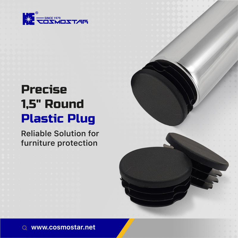 [Australia - AusPower] - Cosmostar 1.5" Inch (38.1 mm) Round Plastic Plugs - Durable Black End Caps for Metal Tubing, Fences, Chair & Furniture Legs | Easy Glide Protection & Secure Fit -10 Pcs 10 
