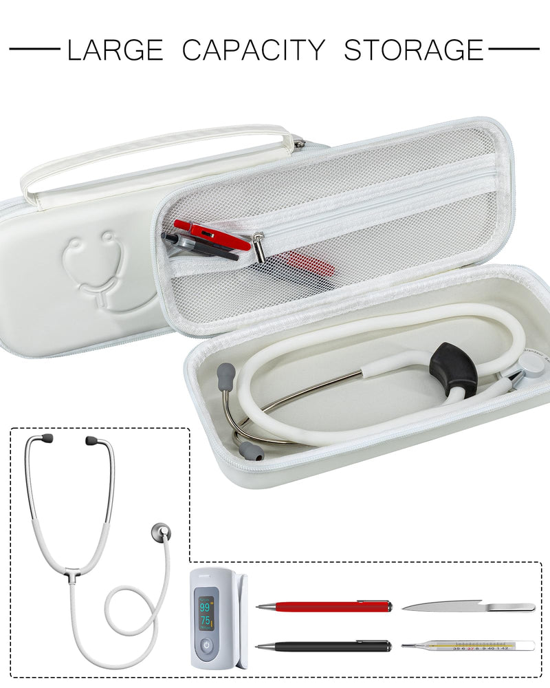 [Australia - AusPower] - Hard Stethoscope Case for 3M Littmann Classic III, Lightweight II S.E, MDF Acoustica Stethoscope, Stethoscopes Carrying Case with Mesh Bag for Nurse Accessories Gauze Penlights Cotton Swabs (Beige) BEIGE 
