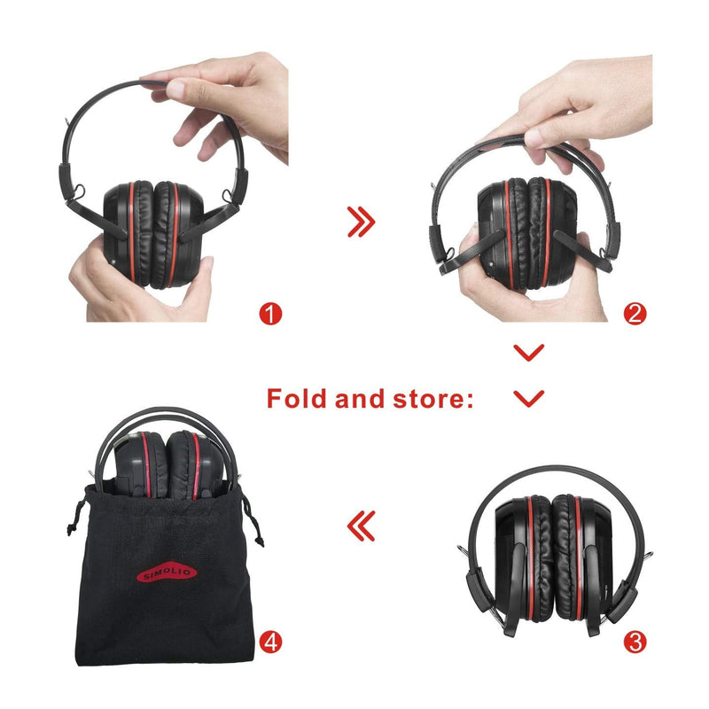 [Australia - AusPower] - SIMOLIO Universal IR Wireless Headphones for Car DVD/TV, 2 Channel Car Headphones for Kids with 3.5mm Aux Cord, Cars Kids Headphones with Storage Bag, Rear Seat DVD Headphones, Storage Bag, AUX Cord Red 