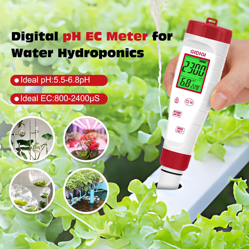 [Australia - AusPower] - pH Meter for Water,4 in 1 EC PPM Temp pH Tester for Hydroponic,TDS Water Tester for Drinking Water,Digital pH Meter with Backlit & ATC for Hydroponic Nutrient,Pool,Aquarium,Tap Water,Home Use 