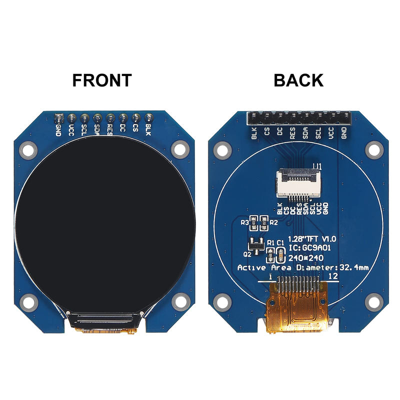 [Australia - AusPower] - 2PCS DC 3.3V 1.28 inch TFT LCD Display Module Round RGB 240 * 240 GC9A01 Driver 4 Wire SPI Interface 240x240 Resolution Adapter PCB for Arduino 
