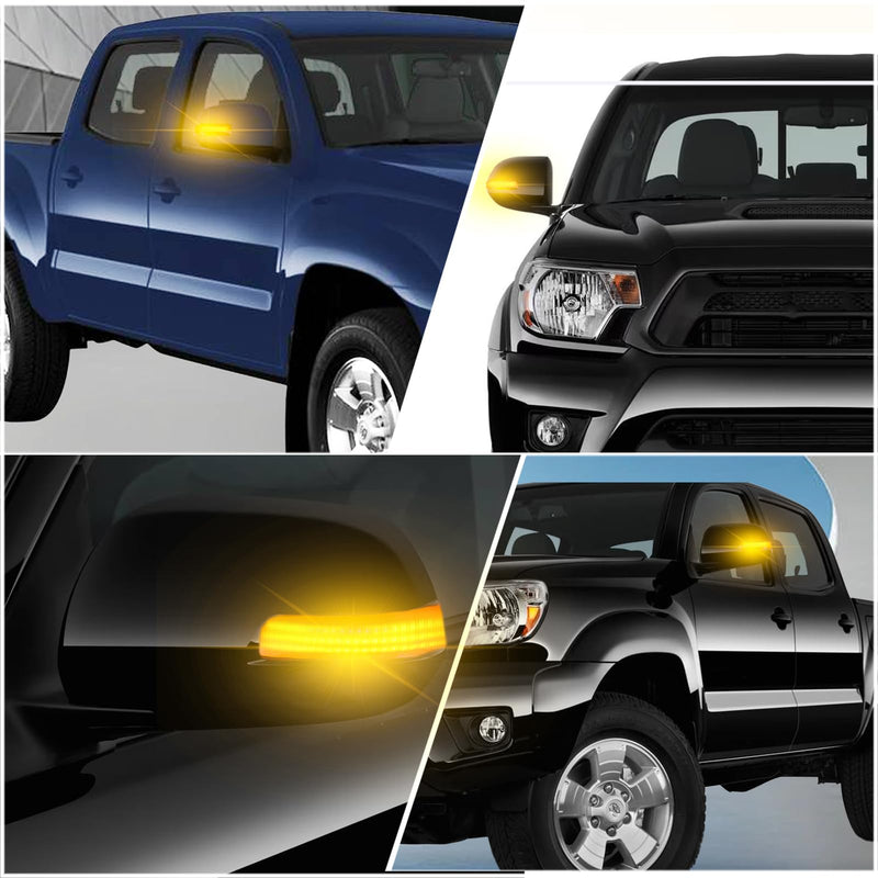 Smoke LED Side Mirror Marker Lights Compatible with 2012-2015 Toyota Tacoma, 2013-2020 Sienna, 2010-2013 4Runner, 2009-2012 RAV4 - Amber Dynamic Turn Signal Indicator Lamp Assembly (SMOKE) SMOKE