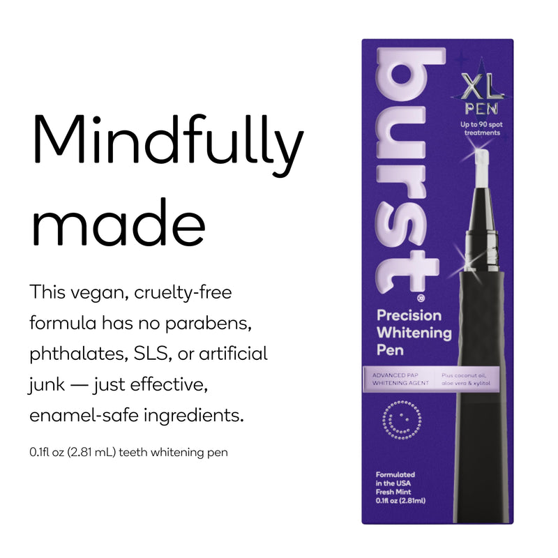 [Australia - AusPower] - Burst Precision Whitening Pen, 9% HP, 45 Whitening Treatments, Enamel Safe, Vegan, Paraben Free, Delicious Flavor, 1 Count Black 