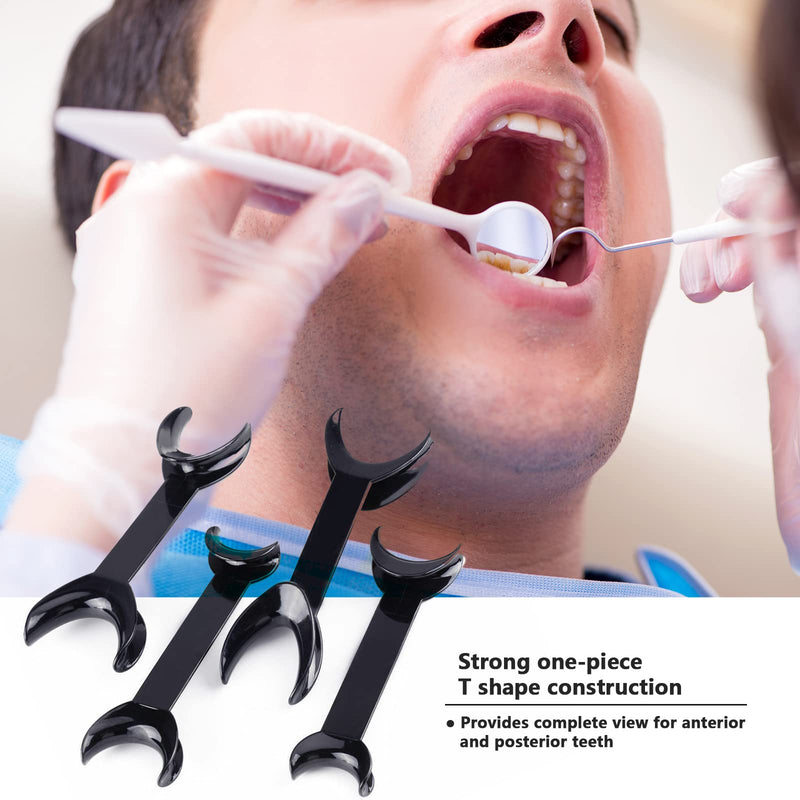 [Australia - AusPower] - 8 Pack Black T-Shape Cheek Retractor, 4 Large Size+4 Small Size Double Head Mouth Opener Retractors for Teeth Whitening, Dental Lip Open Holder Mouth Widener Orthodontic Oral Care Tool 