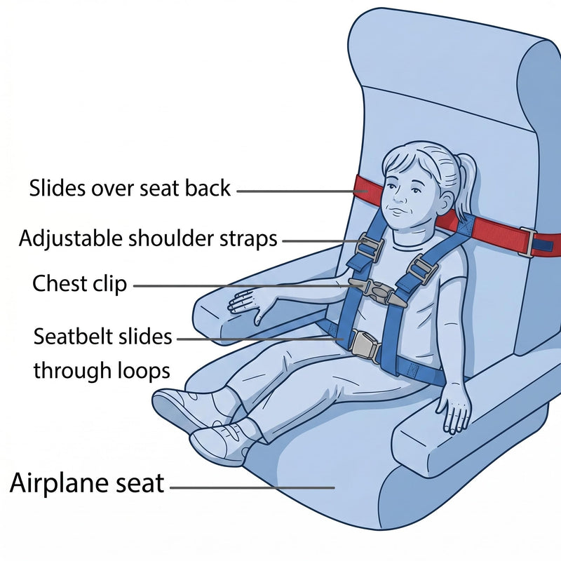 Child Airplane Safety Harness - The Safety Restraint System Will Protect Your Child from Danger. - Airplane Kid Travel Accessory for Aviation Use