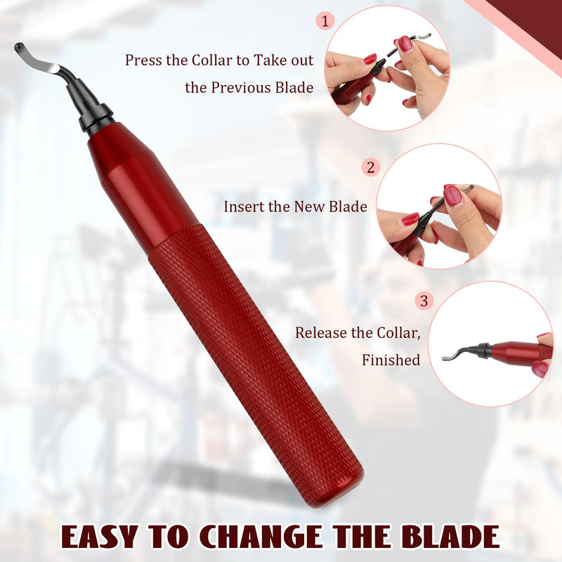 [Australia - AusPower] - Universal deburring tool, 360° rotating blade cutting tool, hand deburring deburring tool with 10 replacement blades, for 3D printers, metal, plastic, PVC, aluminium, stainless steel 