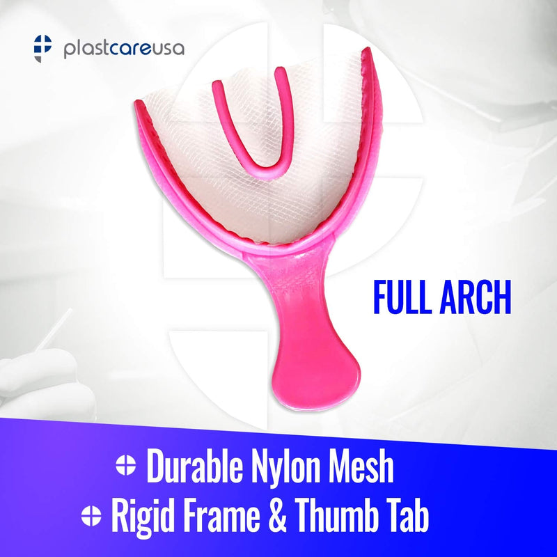 [Australia - AusPower] - 30 Full Arch Pink Disposable Dental Bite Registration Trays for Teeth Molds, 1 Box of 30 Bite Impression Trays 