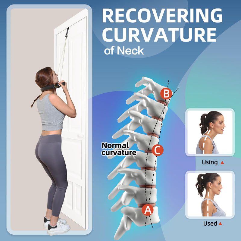 [Australia - AusPower] - Cervical Neck Traction Device for Home Use, Restore The Natural Curve of The Neck, Neck Stretcher Mochine Over Door for Neck Pain Relief. (Thin) Thin 