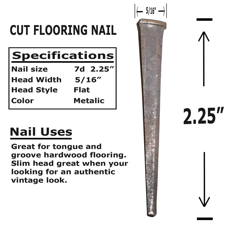[Australia - AusPower] - 2.25" - (1 lb) Antique Style - Cut Flooring Nails - Authentic Rectangular Head - Great for Historic Preservation or just Wanting That Old World Look (1 lb) 