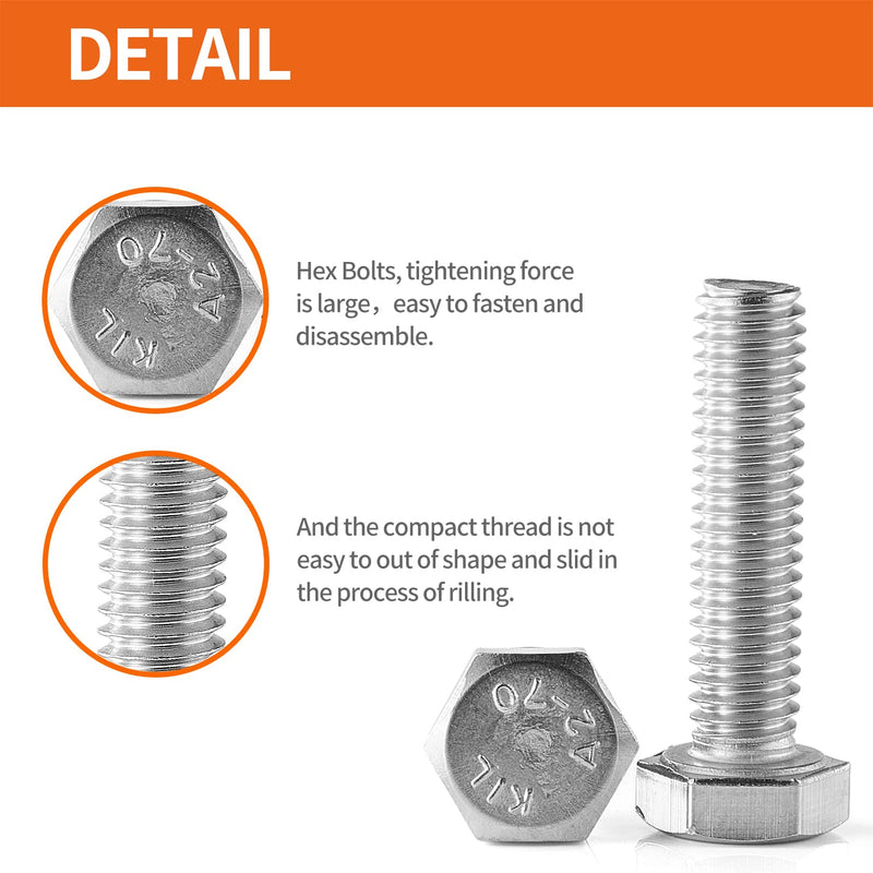 [Australia - AusPower] - M4-0.7 x 6mm Heavy Duty Hexagon Bolts Hex Head Screws, 304 Stainless Steel, Metric Machine Fully Thread, Bright Finish, 100PCS M4-0.7 x 6mm(100PCS) 