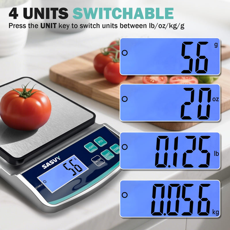 [Australia - AusPower] - Digital Lab Scale 15kg x 1g oz/lb/g/kg Precision Electronic Scientific Scale Analytical Balance for Laboratory Jewelry Kitchen Includes Rechargeable Battery 15kg 1g 