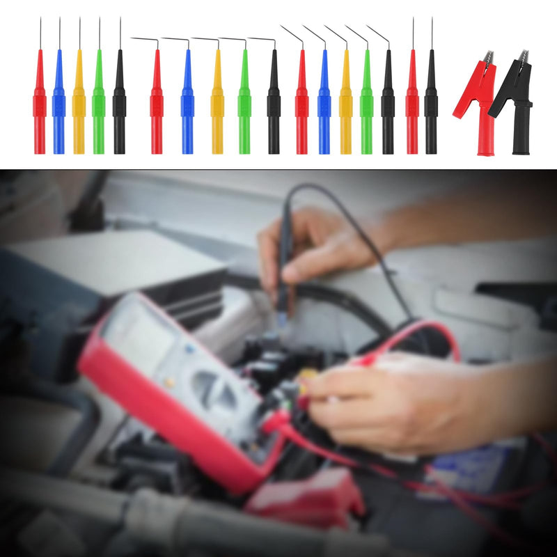 [Australia - AusPower] - 24pcs Back Probe Kit, Banana Plug to Copper Alligator Clips Automotive Test Leads Set, Back Probe Pins Extended Length Probes for Multimeter, Circuit Diagnosis & Automotive Testing 