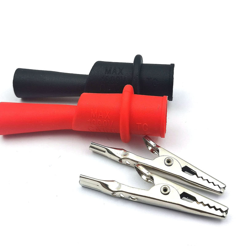 [Australia - AusPower] - FainWan 2 Pair Silicone Alligator Clips Set, Professional 1000V 10A Alligator Clip Test Kit, Banana Test Lead Probe Clip, Test Extension Compatible with Fluke Multimeter Tester Probe HI 