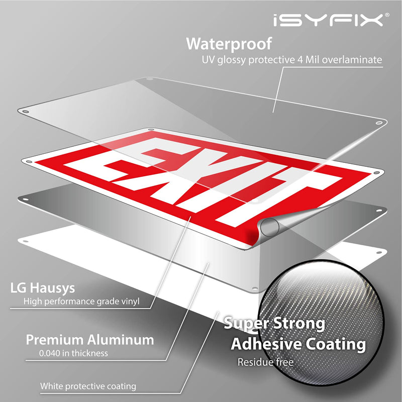 [Australia - AusPower] - iSYFIX Exit Sign – 1 Pack 10x7 Inch – 100% Rust Free .040 Aluminum Signs, Laminated for Ultimate UV, Weather, Scratch, Water and Fade Resistance, Indoor and Outdoor, Exit Signs for Exterior. Red 10x7 Aluminum 