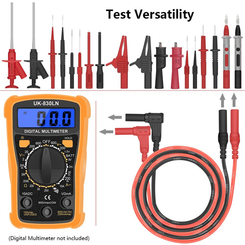 [Australia - AusPower] - Digital Multimeter Test Lead Kit Professional Electronic Test Lead Accessory Kit Professional Electronic Flexible Safety Specialties kit Probe Alligator Accessorie 
