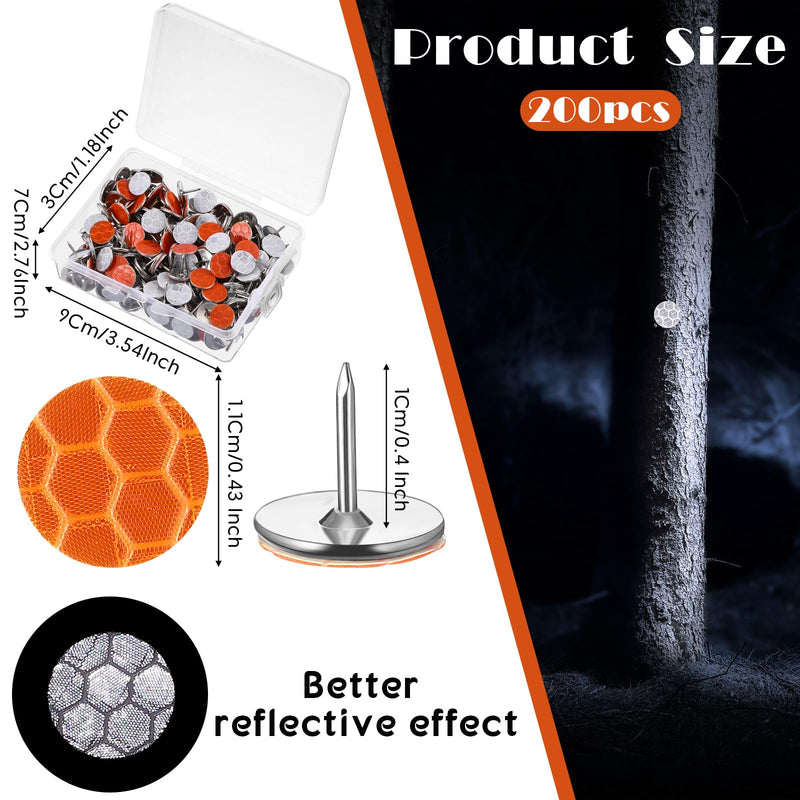 [Australia - AusPower] - Reflective Tacks Trail Marking Tacks Glow Reflective Mark Trail Markers Thumb Nails for Hunting Hiking Camping Tree Stand(Sliver Orange,200) 200 Sliver Orange 