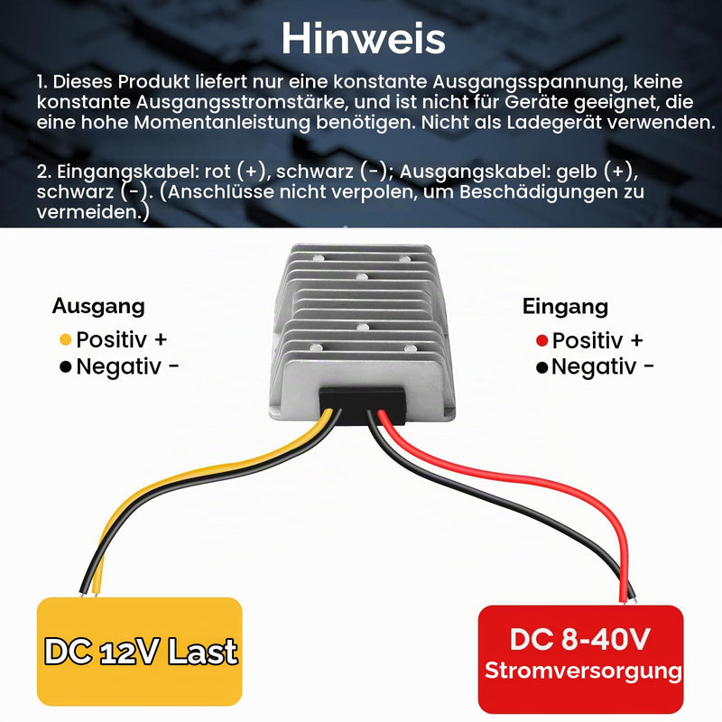 DC-DC 8-40V to 12V Voltage Converter 3A 36W, Aideepen Voltage Regulator 8-40V Step Down Converter, Aluminum Shell Waterproof Voltage Stabilizer 12 V, 3 A, 36 W