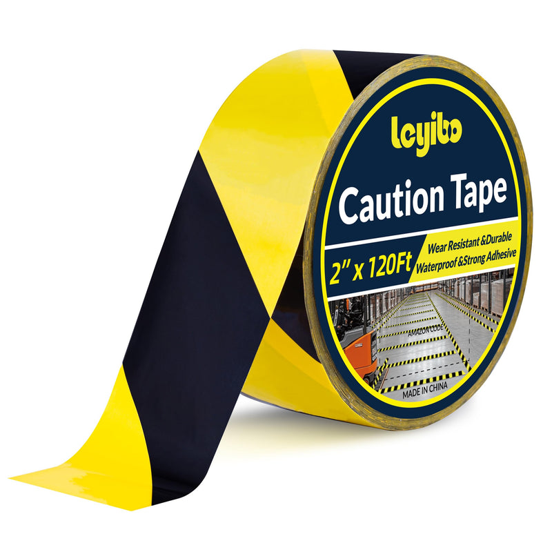 2 Inch x 120 FT Black & Yellow Caution Tape Roll, Hazard Safety Floor Marking Tape, Strong Adhesive, Waterproof, Wear Resistant for Floors, Walls, Staircases, Pipes, Equipment, Dangerous Areas 2" x 120' Black/Yellow 1