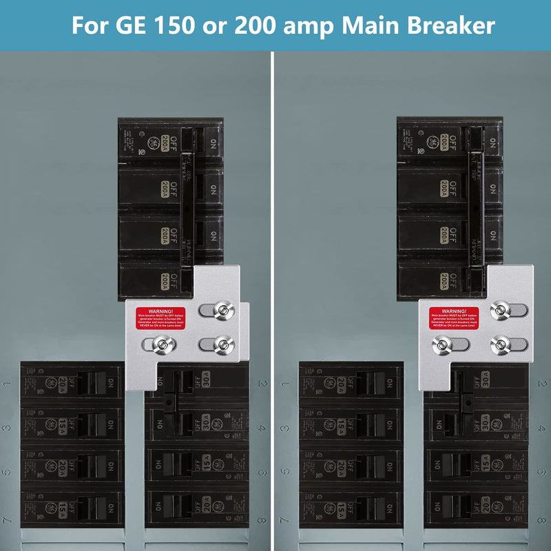 [Australia - AusPower] - Generator Interlock Kit Compatible with General Electric GE 150 or 200 Amp Panels, Generator Electrical Interlock Kit, 1 1/4 Inch Spacing Between Main and Branch Breaker 