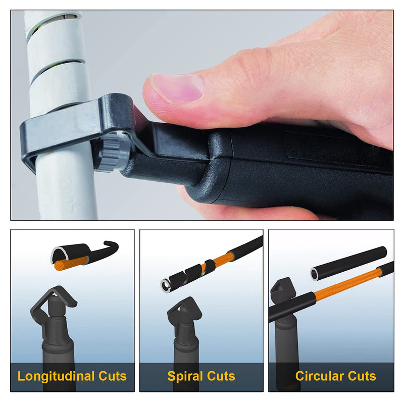 19-40mm Coaxial Mid Span Round Cable Stripper - With Adjustable Cutting Depth Cable Jacket Slitter, Radial Stripper, for Fast and Precise Removal of Cable Jackets - 3/4" to 1 5/8" Diameter 3/4" to 1 5/8"