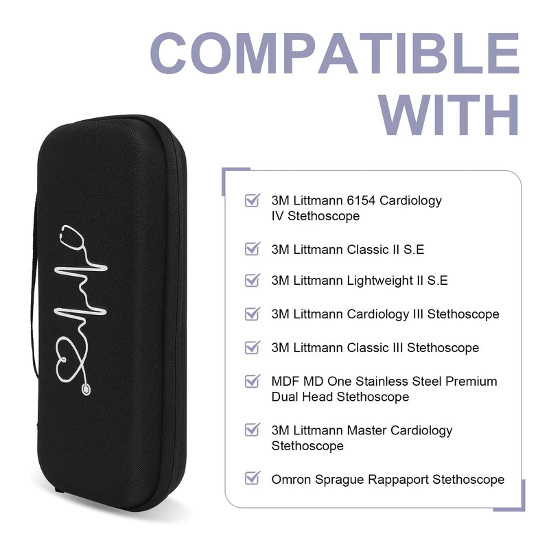 [Australia - AusPower] - Stethoscope Case Compatible with 3M Littmann Classic III,Cardiology IV Diagnostic,Lightweight II S.E,(Case Only)-Black 