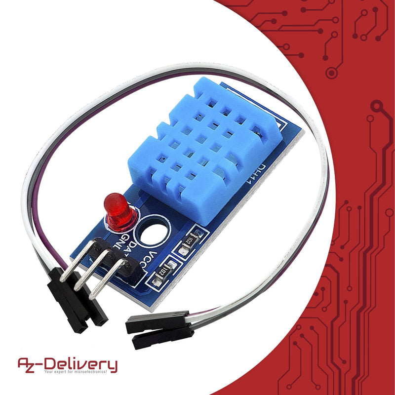 [Australia - AusPower] - AZDelivery DHT11 Breakout Module with Board and Cable Temperature Sensor and Humidity Sensor Compatible with Arduino and Raspberry Pi Includes e-Book! 1 