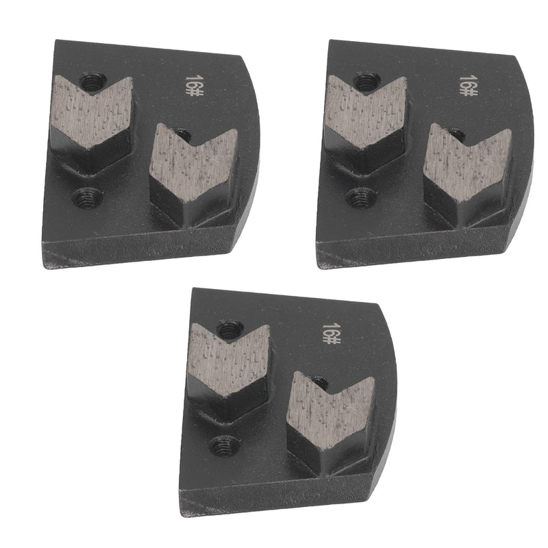 3 x diamond grinding shoe, black trapezoid, 2 arrow teeth polishing pads, 16 grit, high grinding efficiency, low noise, suitable for all concrete grinding machines